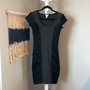 Dynamite fitted ruched dress, black, size S